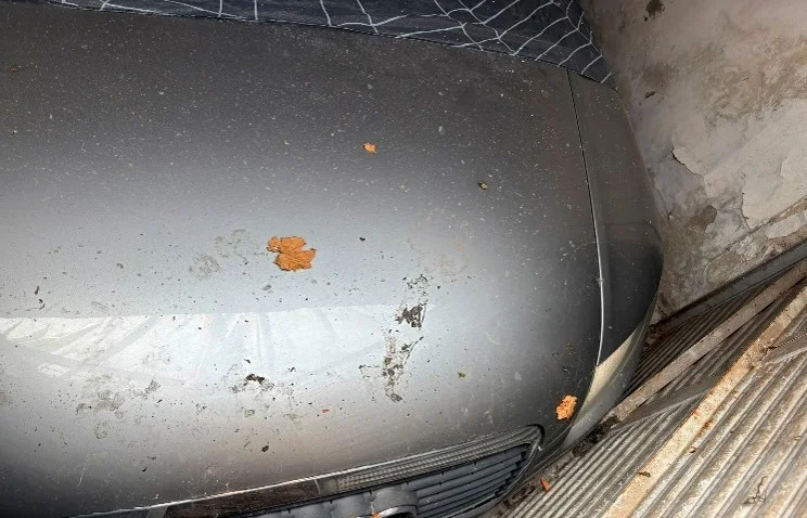 Паркиран автомобил в гаражно помещение.